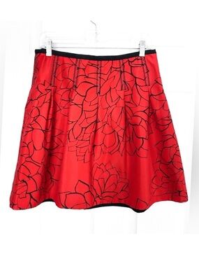 GAP Red Floral Scuba A-Line Skirt